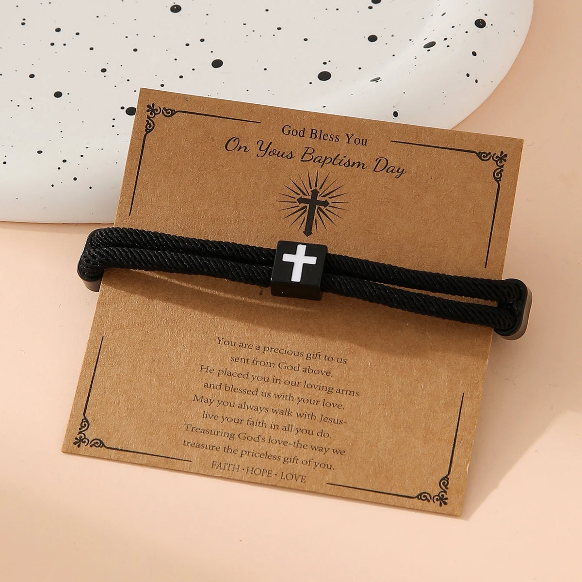 Braided Cross Bracelet for Men And Women Adjustable Hand Rope with Metal Knot Christian Baptism Gifts Christian Jewelry - Blessings is Here