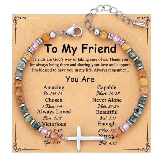 Birthday Christian gifts Cross Bracelet for Women Steel Confirmation Baptism Easter Unique Gift for Girls Friends Daughter Sister