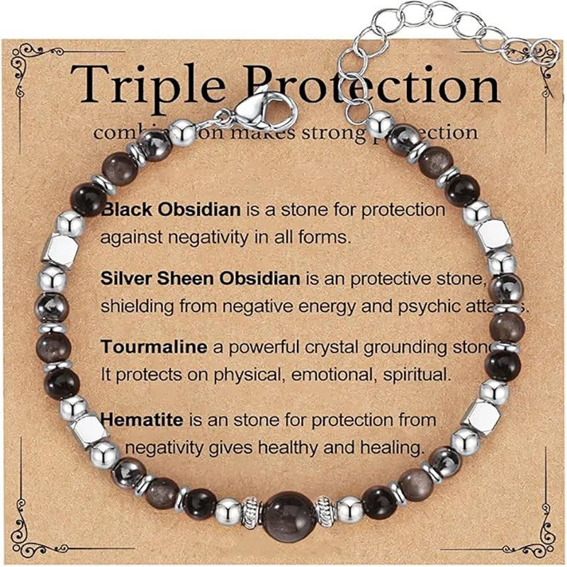 Cross-border new natural stone adjustable lobster buckle 4mm beaded bracelet fashionable women with card bracelet