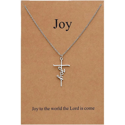 Faith Cross Pendant Necklace Religious Christian Jewelry Mother's Day Gifts for Women