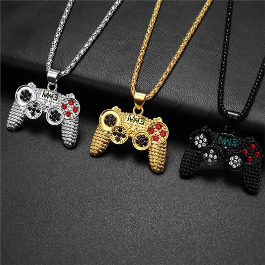 Trendy Golden Gamepad Lightning Necklace