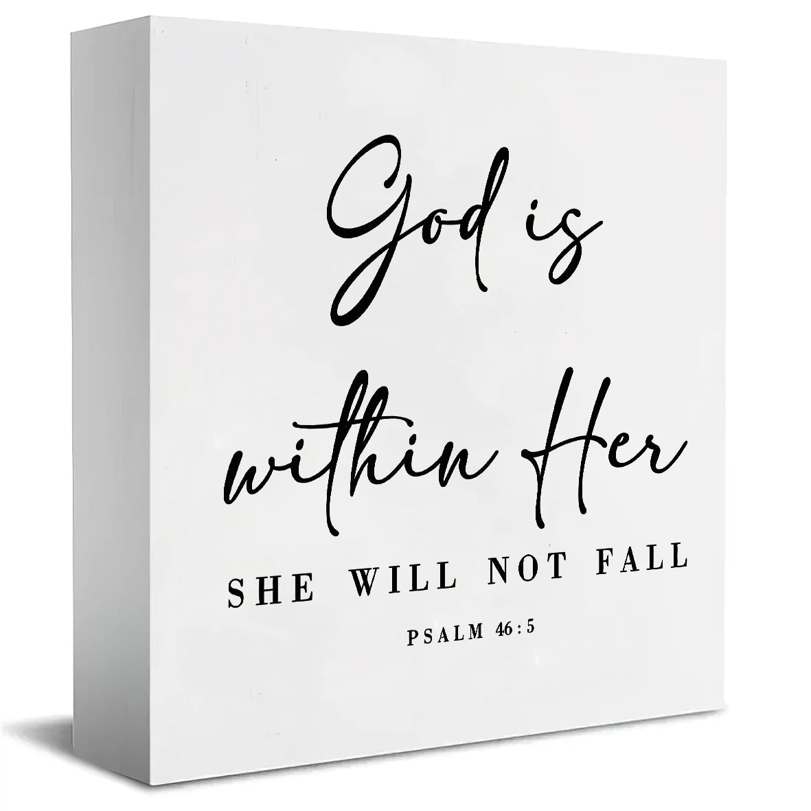 GOD IS WITHIN HER, SHE WILL NOT FALL Bible Verse Art Print - Psalms 46:5  Inspirational Art Wood Desktop Ornament, Inspirational