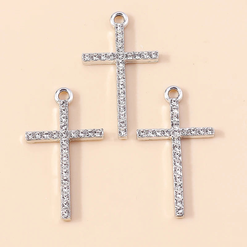 10pcs Luxury Gold Silver Color Cross Charms for Jewelry Making Handmade Crosses Pendant Necklace Keychain Diy Jewelry Findings - Blessings is Here