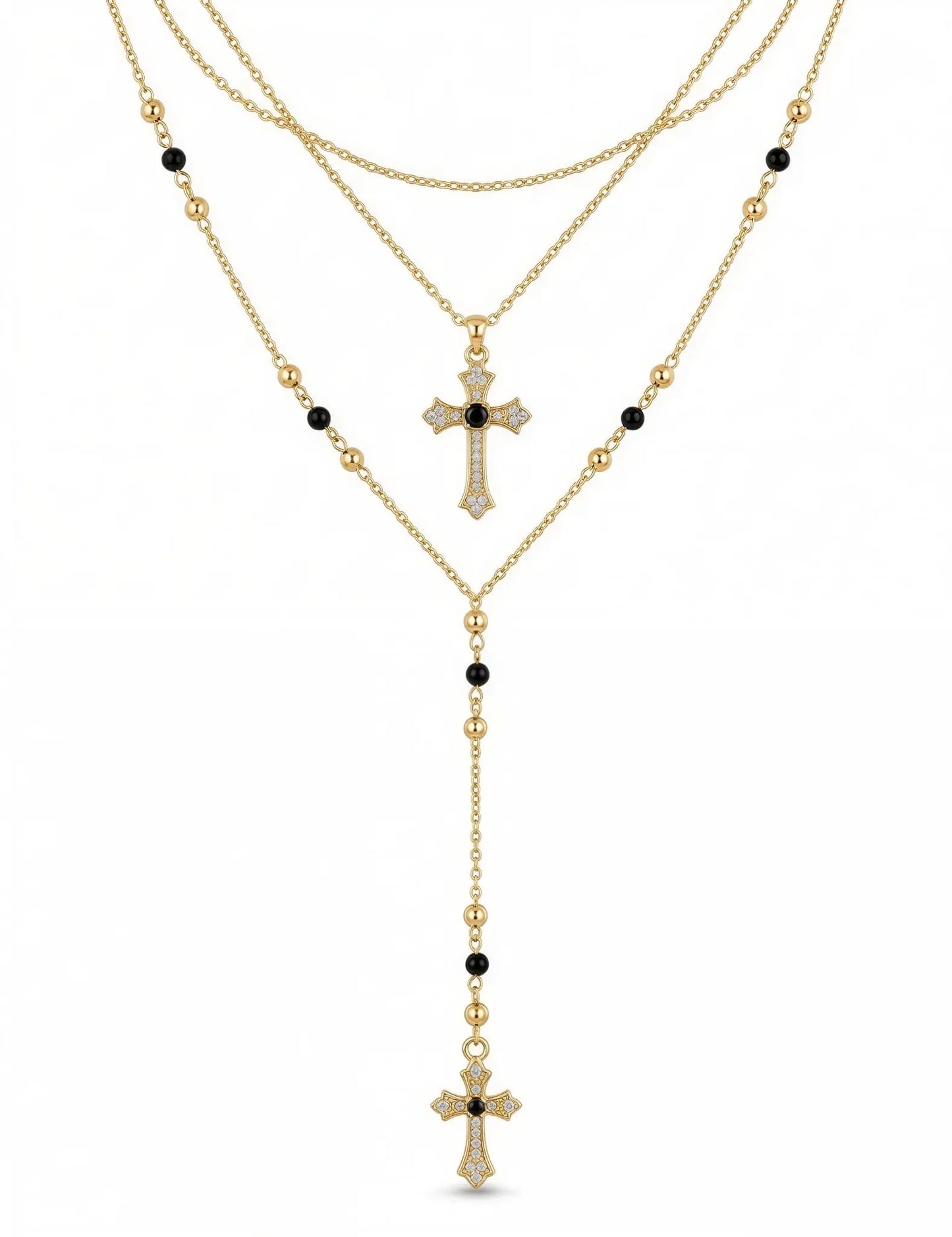 Layered Cross Necklaces for Women Trendy, Bohemian Bead Pearl Y Long Pendant Necklace Set, Vintage Rosary Necklace Adjustable