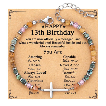 Birthday Christian gifts Cross Bracelet for Women Steel Confirmation Baptism Easter Unique Gift for Girls Friends Daughter Sister