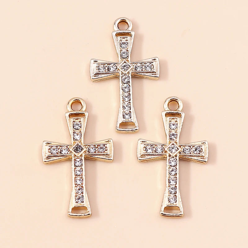 10pcs Luxury Gold Silver Color Cross Charms for Jewelry Making Handmade Crosses Pendant Necklace Keychain Diy Jewelry Findings - Blessings is Here