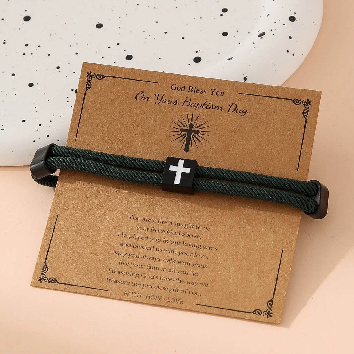 Braided Cross Bracelet for Men And Women Adjustable Hand Rope with Metal Knot Christian Baptism Gifts Christian Jewelry - Blessings is Here