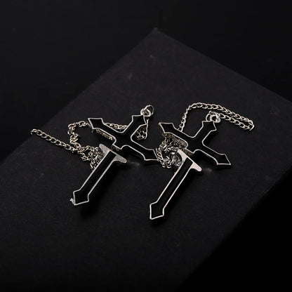 Unisex Vintage Black Cross Chain Earrings