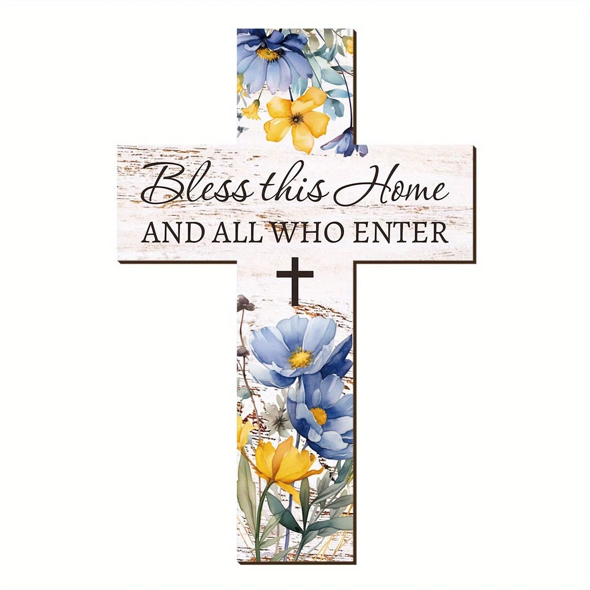 2D 12in Rustic Wooden Cross Wall Decoration Christian Prayer Room Home Decor Gift Farmhouse Style Handmade Wood Art Gifts