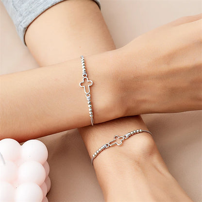 2Pcs/Set New Simple Cross Braided Bracelet for Women Men Handmade Adjustable Friendship Couple Bracelet Christian Prayer Jewelry
