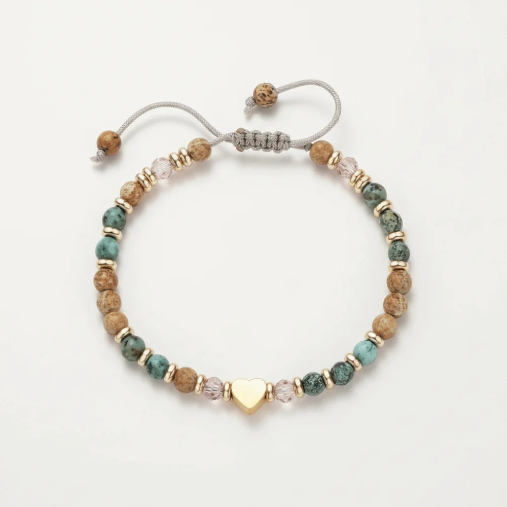 Inspirational Bead Bracelet Gift for Her | Handmade Wish Bracelet with Message Card | Motivational Boho Heart Bracelet