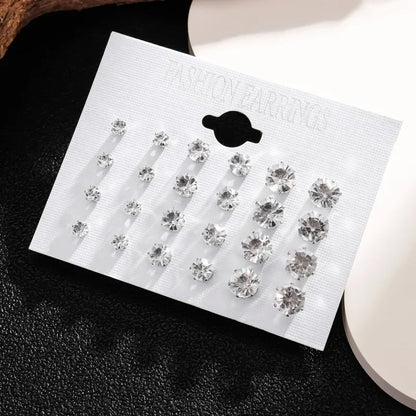 White Crystal Stud Earring Set