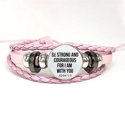 Multilayer Christian Faith Bible Verse Leather Bracelet