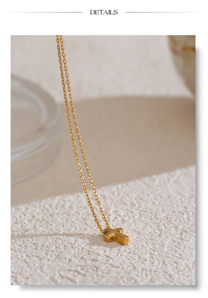 Small  Stainless Steel Chic Cross Casting Charm Pendant Necklace Unique Classic Fashion Jewelry Bijoux Femme