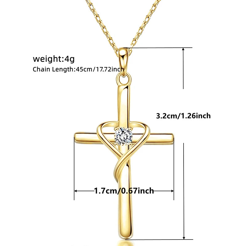 ✝️ Crystal Heart Cross Necklace – Faith, Love & Grace in One Beautiful Piece