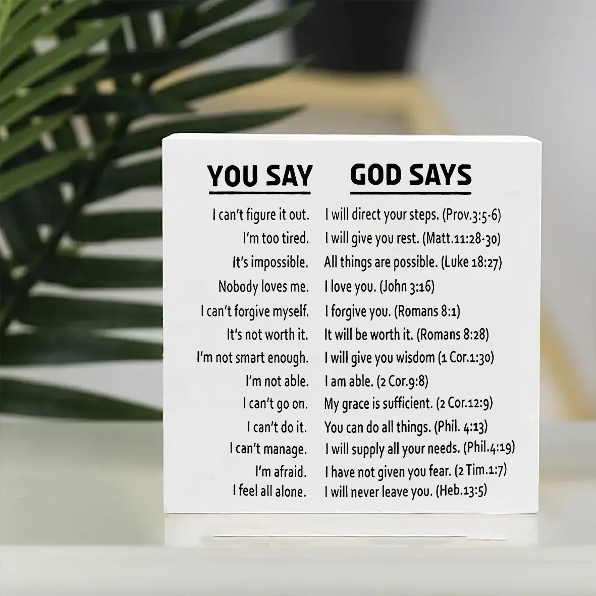 Christian Bible Verse Poster - God Says Scripture Quotes with Bible References - Framed Religious Wall Art Decor - Inspirational