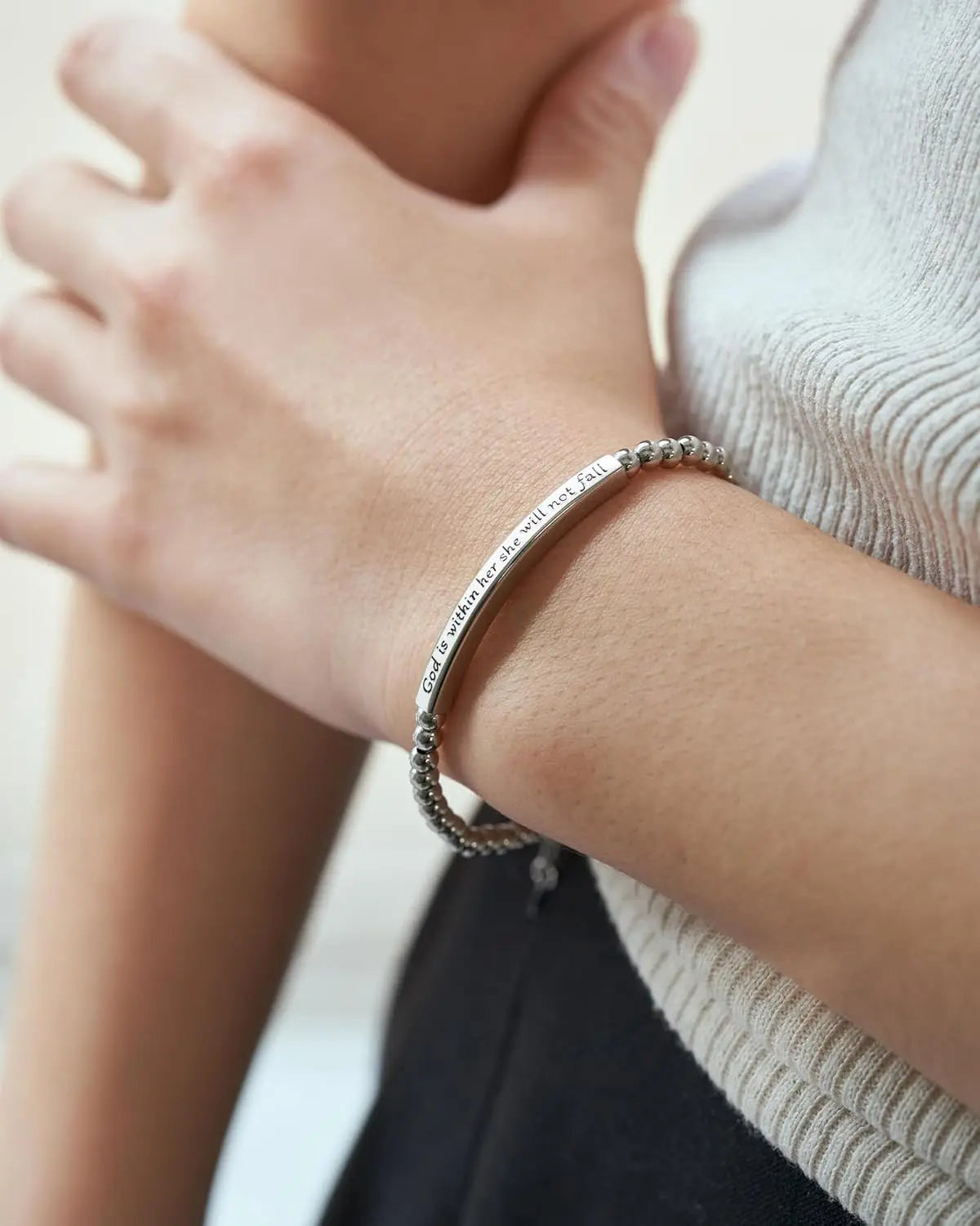 Christian Bracelet for Women God Is Within Her She Will Not Fall | Bible Verse Jewelry | Inspirational Religious Gift for Her | Faith Gift