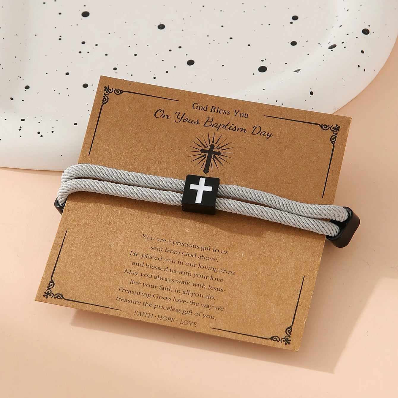 Braided Cross Bracelet for Men And Women Adjustable Hand Rope with Metal Knot Christian Baptism Gifts Christian Jewelry - Blessings is Here