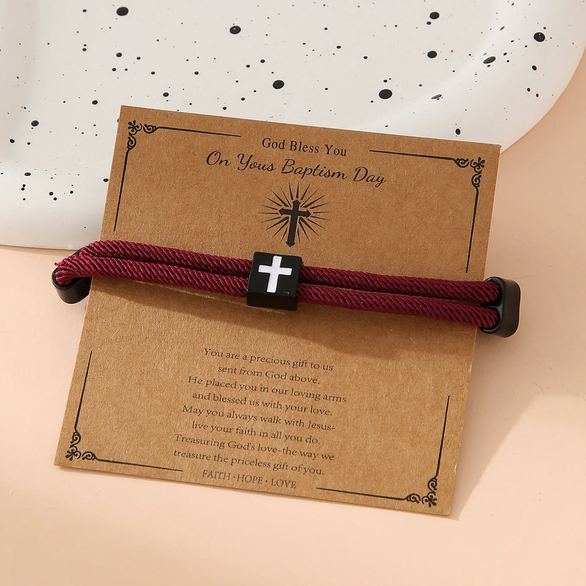 Braided Cross Bracelet for Men And Women Adjustable Hand Rope with Metal Knot Christian Baptism Gifts Christian Jewelry - Blessings is Here