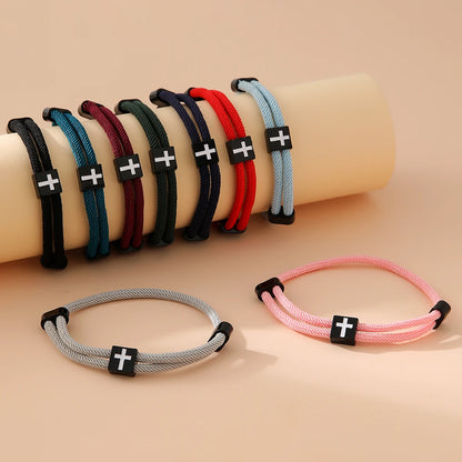 Braided Cross Bracelet for Men And Women Adjustable Hand Rope with Metal Knot Christian Baptism Gifts Christian Jewelry - Blessings is Here