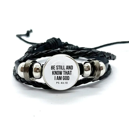 Multilayer Christian Faith Bible Verse Leather Bracelet