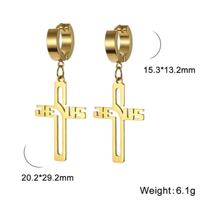 Christian Jesus Cross Dangle Earring for Women Girl Stainless Steel Jewelry Drop Earrings Mother Day Mother Gift