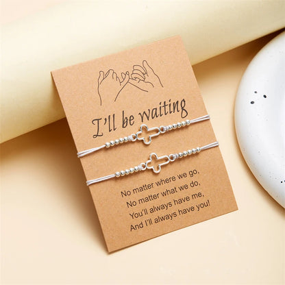 2Pcs/Set New Simple Cross Braided Bracelet for Women Men Handmade Adjustable Friendship Couple Bracelet Christian Prayer Jewelry