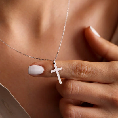 Unisex Faith Gold Silver Stainless Steel Cross Necklace