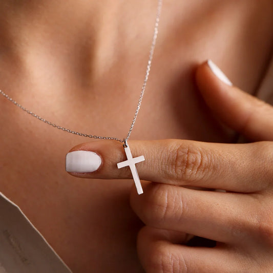 Unisex Faith Gold Silver Stainless Steel Cross Necklace