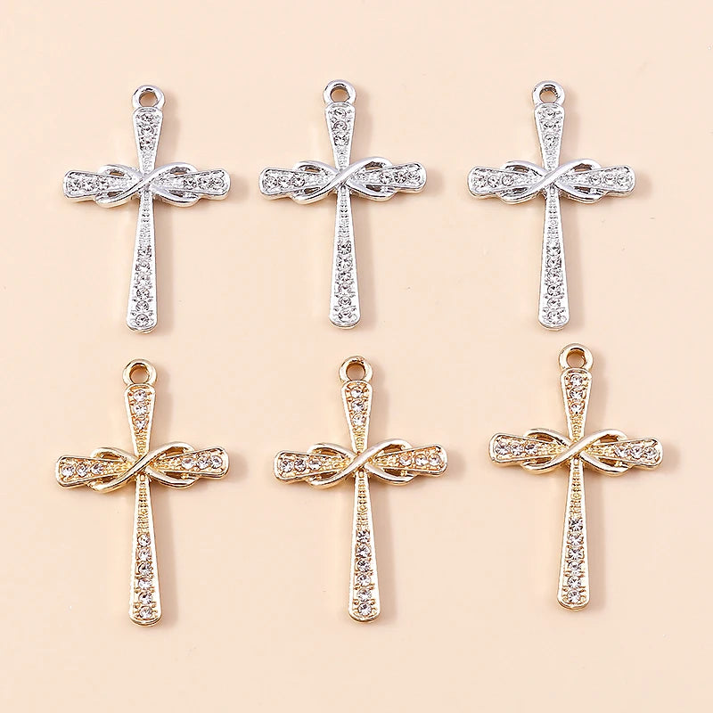 10pcs Luxury Gold Silver Color Cross Charms for Jewelry Making Handmade Crosses Pendant Necklace Keychain Diy Jewelry Findings - Blessings is Here