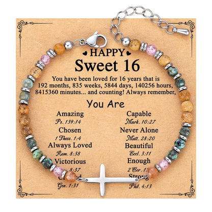 Birthday Christian gifts Cross Bracelet for Women Steel Confirmation Baptism Easter Unique Gift for Girls Friends Daughter Sister