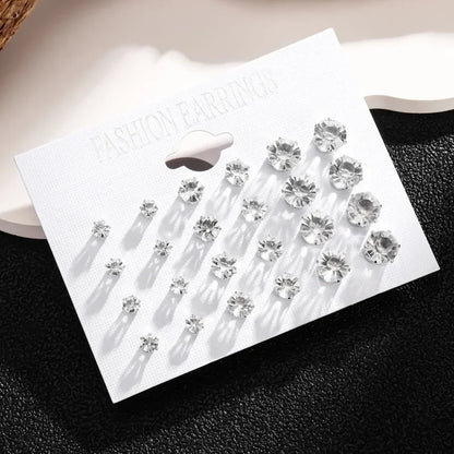 White Crystal Stud Earring Set