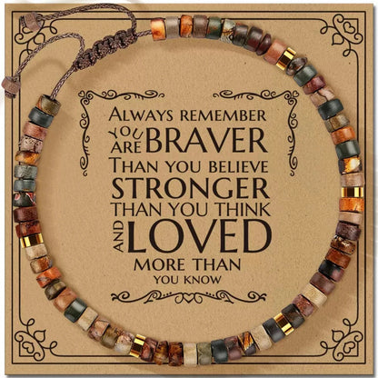 Healing Crystal Motivational Bracelet Positive Affirmation Anxiety Relief Good Luck Charm for Women Men Teens