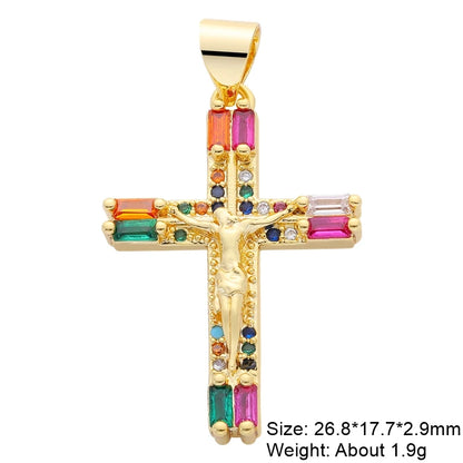 Juya Handmade 18K Real Gold Plated Cubic Zirconia Christian Cross Charms For DIY Rosary Religious Pendant Jewelry Making - Blessings is Here