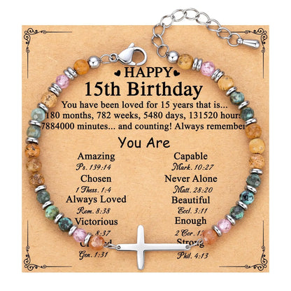 Birthday Christian gifts Cross Bracelet for Women Steel Confirmation Baptism Easter Unique Gift for Girls Friends Daughter Sister