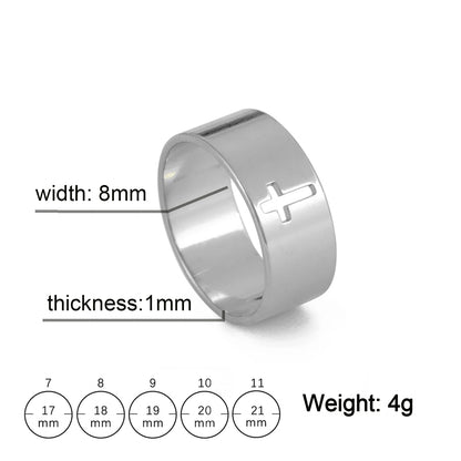 Stainless Steel Unisex Bible Verse Hollow Cross Ring