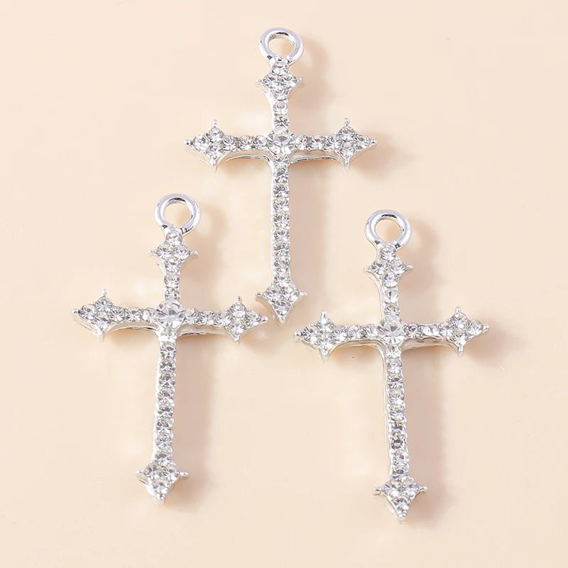 10pcs Luxury Gold Silver Color Cross Charms for Jewelry Making Handmade Crosses Pendant Necklace Keychain Diy Jewelry Findings - Blessings is Here