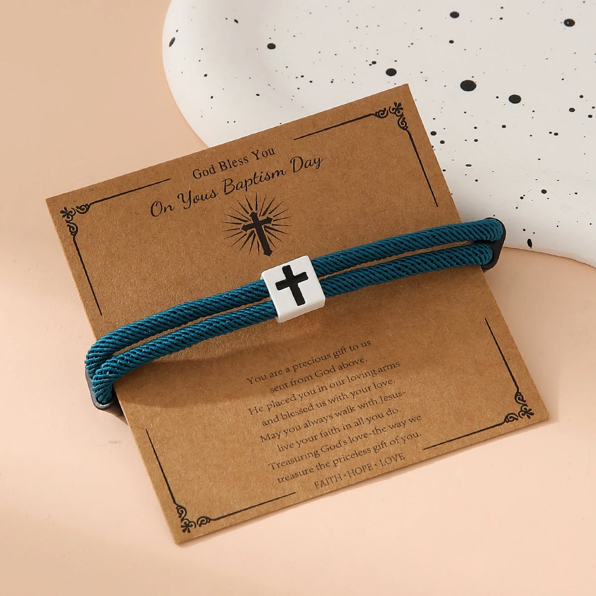 Braided Cross Bracelet for Men And Women Adjustable Hand Rope with Metal Knot Christian Baptism Gifts Christian Jewelry - Blessings is Here