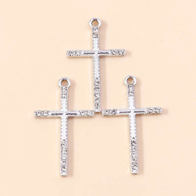 10pcs Luxury Gold Silver Color Cross Charms for Jewelry Making Handmade Crosses Pendant Necklace Keychain Diy Jewelry Findings - Blessings is Here