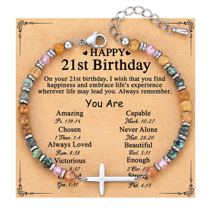 Birthday Christian gifts Cross Bracelet for Women Steel Confirmation Baptism Easter Unique Gift for Girls Friends Daughter Sister