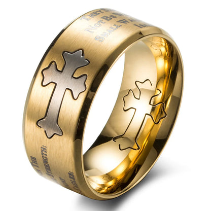 Isaiah Bible Verse Cross Men’s Stainless Steel Ring