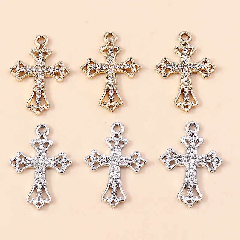 10pcs Luxury Gold Silver Color Cross Charms for Jewelry Making Handmade Crosses Pendant Necklace Keychain Diy Jewelry Findings - Blessings is Here