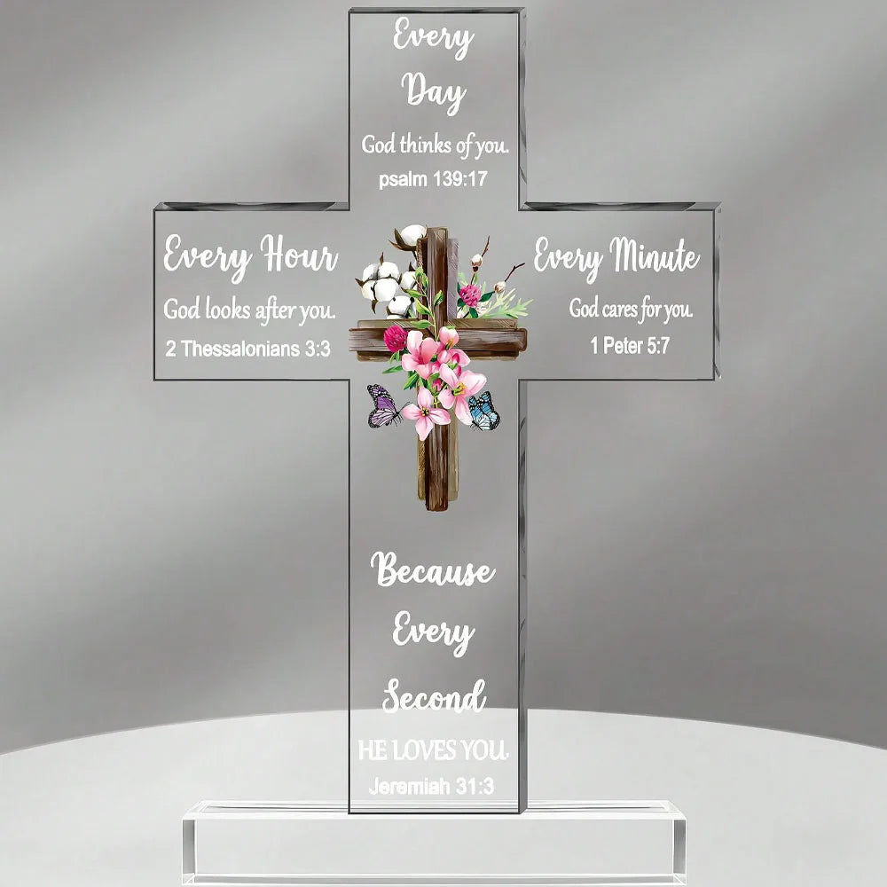 1pc Acrylic Cross - Bible Verses and Prayers, Inspirational Christian Gifts, Religious Decor for Home and Desk, Perfect for Mom,