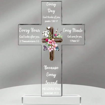 1pc Acrylic Cross - Bible Verses and Prayers, Inspirational Christian Gifts, Religious Decor for Home and Desk, Perfect for Mom,