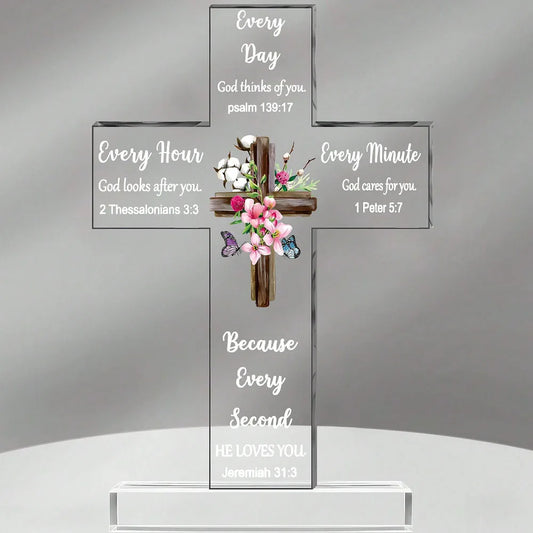 1pc Acrylic Cross - Bible Verses and Prayers, Inspirational Christian Gifts, Religious Decor for Home and Desk, Perfect for Mom,
