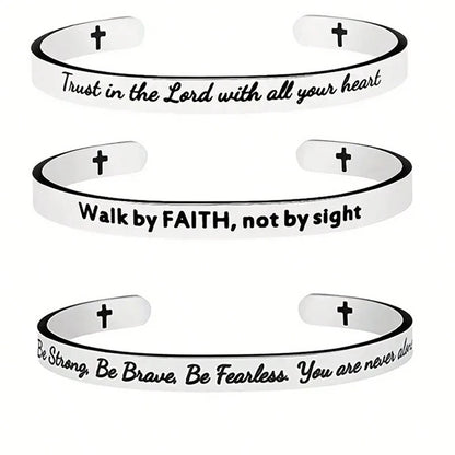 Stainless Steel Jesus Christian Bible Verse Cuff Bracelet