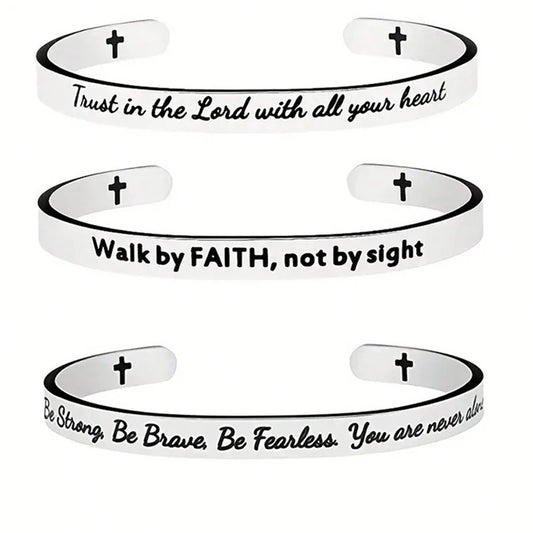 Stainless Steel Jesus Christian Bible Verse Cuff Bracelet