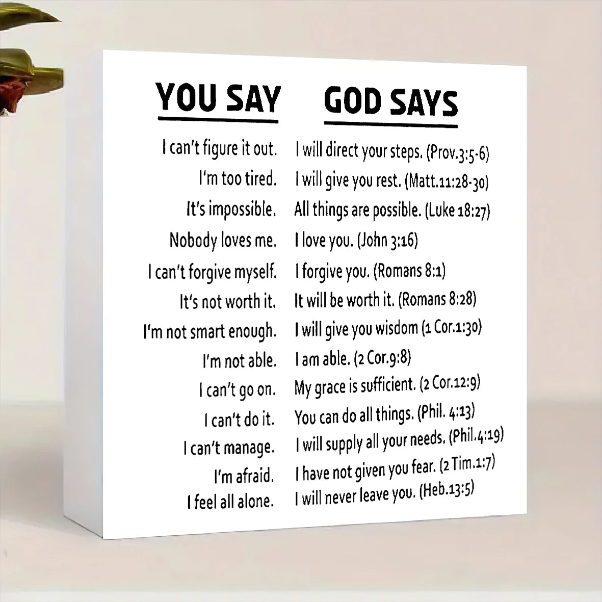 Christian Bible Verse Poster - God Says Scripture Quotes with Bible References - Framed Religious Wall Art Decor - Inspirational