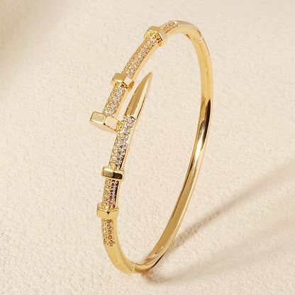 Trendy Zircon Nail Screw Bracelet for Women