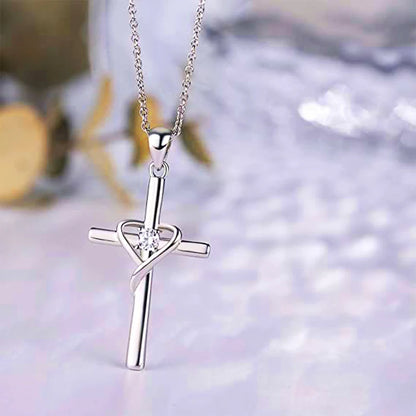 ✝️ Crystal Heart Cross Necklace – Faith, Love & Grace in One Beautiful Piece